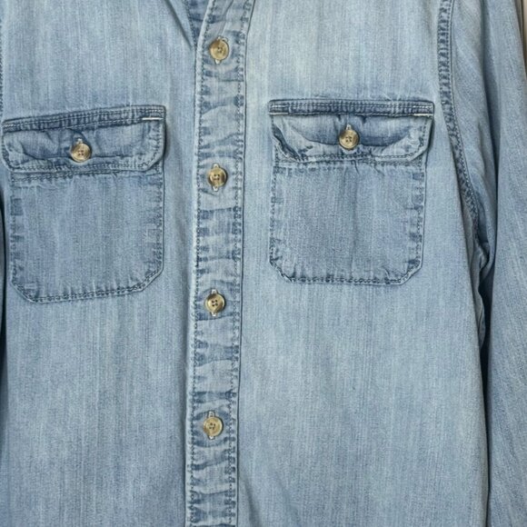 Abercrombie & Fitch Men’s M Muscle Fit Denim Shirt Button Front Light Wash Y2K - Picture 3 of 8